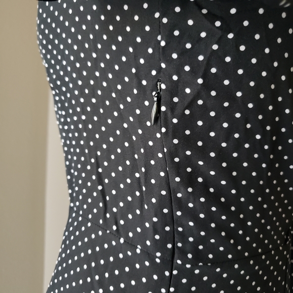 Black Polka Dot Print Gigot Long Sleeve Midi Dress - Picture 9 of 13